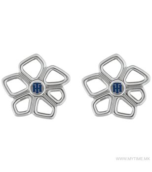 Дамски сребристи обеци цветя снимка