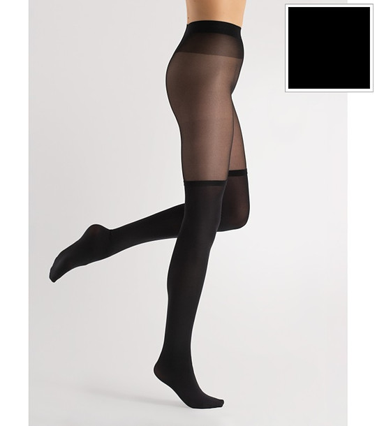 Черен чорапогащник имитация на жартиери MIGUELA 40 DEN снимка