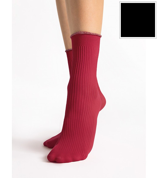 Черни чорапи 40 DEN SASSY с лурекс кант снимка