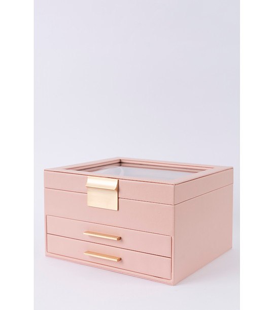 Розова кутия за бижута с 3 нива снимка