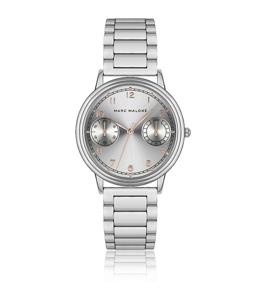 Мъжки сребрист кварцов часовник с метална верижка снимка