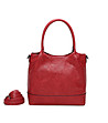 Червена дамска чанта с дълги дръжки-2 снимка