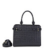 Дамска чанта в тъмносиньо с плетен ефект-2 снимка