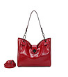 Дамска червена чанта с лек гланц-2 снимка