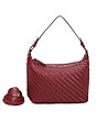 Дамска чанта в бордо с плетена текстура-2 снимка