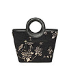 Черна чанта с кръгли дръжки и флорален принт-1 снимка