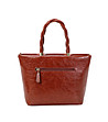 Дамска чанта в цвят коняк с усукани дръжки-1 снимка