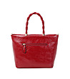 Дамска чанта в червено с усукани дръжки-1 снимка