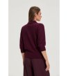 Дамски бордо пуловер с яка и копчета-3 снимка
