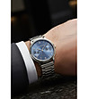 Мъжки сребрист кварцов часовник с небесносин циферблат -1 снимка