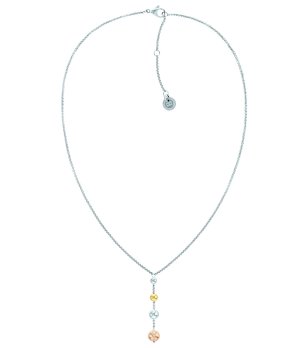 Дамско сребристо колие с висулки в три цвята снимка