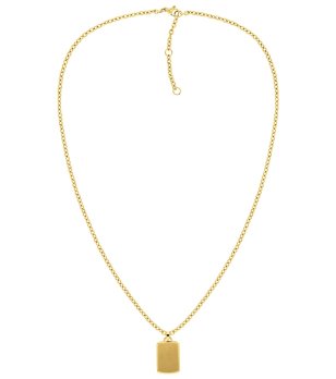 Златисто колие от неръждаема стомана с правоъгълен медальон снимка