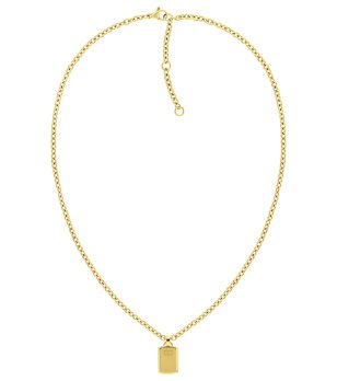 Златисто колие с правоъгълна плочка снимка