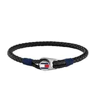 Мъжка черна кожена гривна Tommy Hilfiger снимка