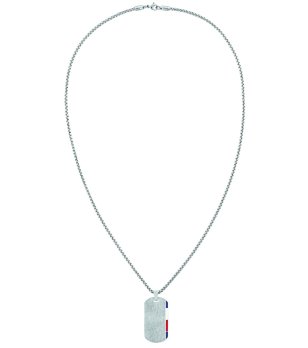 Мъжко сребристо колие с плочка снимка