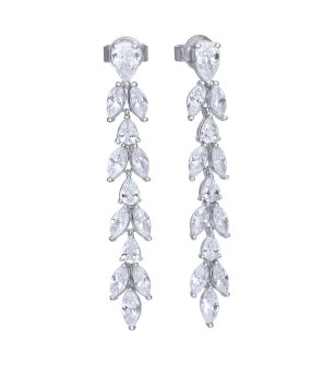 Дамски посребрени висящи обеци със цирконий снимка