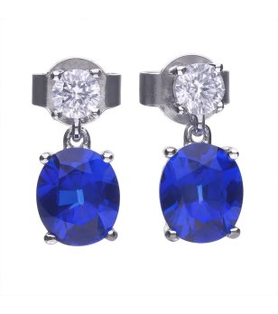 Посребрени обици сини с камъни Diamonfire снимка