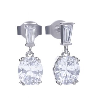 Сребърни обеци с кръгъл цирконий снимка