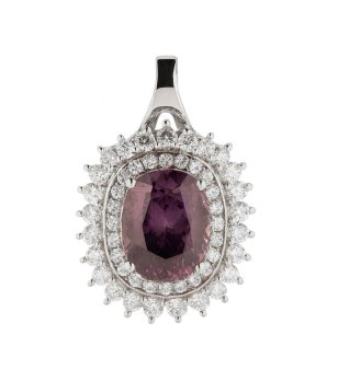 Посребрено дамско колие с лилав цирконий снимка