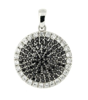 Посребрен медальон с черни кристали снимка