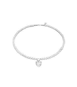 Дамско сребристо колие с бял цирконий снимка