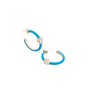 Дамски златисти обеци в синьо и златисто  снимка