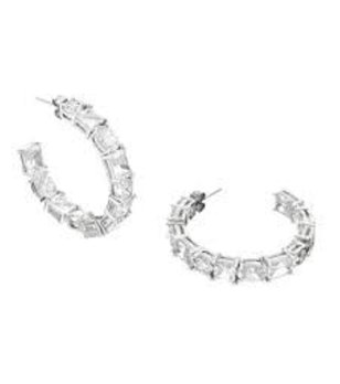 Сребристи халки обеци с правоъгълни кристали PRINCESS  снимка