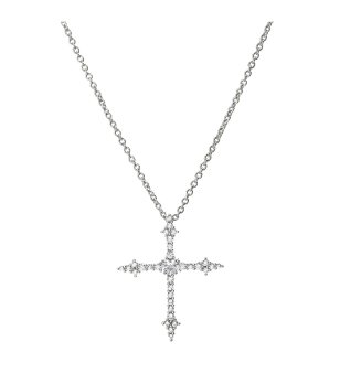 Дамско сребристо колие с кръст  снимка