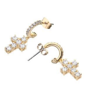 Дамски златисти обеци с кръст  снимка