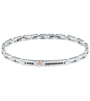 Мъжка сребриста гривна с черни кристали MASERATI снимка