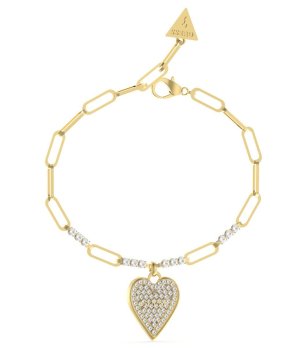 Дамска златиста гривна с висулка сърце LOVE ME TENDER Guess снимка