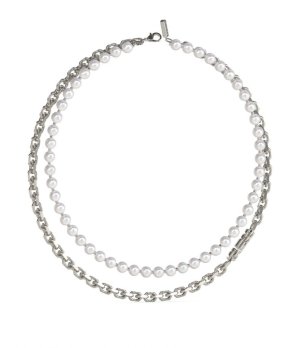 Дамско сребристо колие с перли  снимка