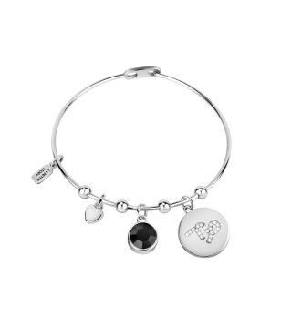 Дамска стоманена гривна в сребристо La Petite Story с черен елемент и зодия Козирог снимка