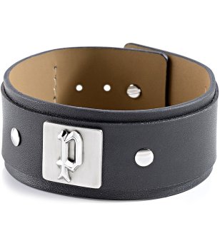 Мъжка черна кожена гривна Police снимка