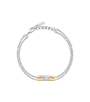 Дамска сребриста гривна с T-лого и кристали Trussardi снимка