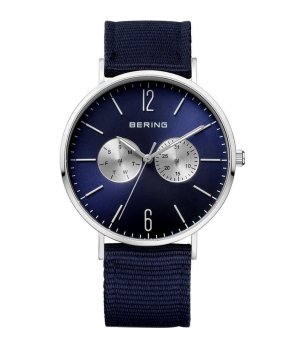 Мъжки тъмносин часовник с текстилна каишка  снимка