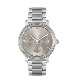 Мъжки сребрист часовник с хронограф  снимка