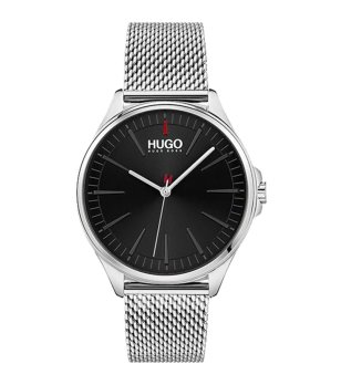 Мъжки сребрист часовник с черен циферблат  снимка