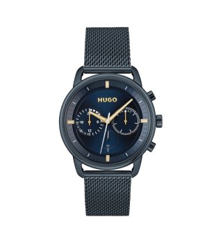 Мъжки тъмносин часовник с метална верижка  снимка