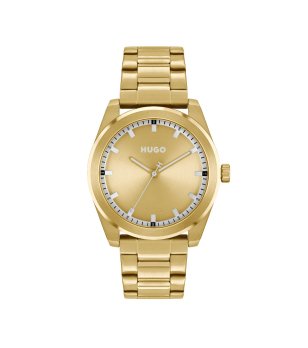 Златист мъжки часовник с метална верижка  снимка