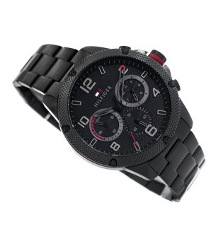 Черен мъжки часовник с метална верижка снимка