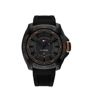 Мъжки черен часовник с черна силиконова верижка снимка