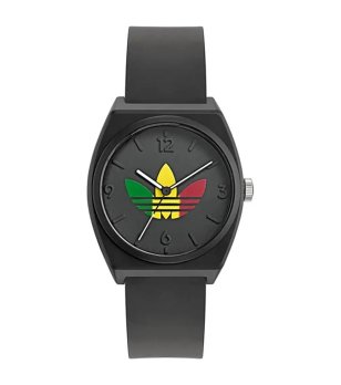 Унисекс черен часовник с цветно лого  снимка