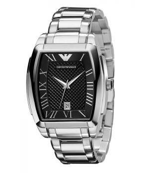 Мъжки сребрист часовник с правоъгълен корпус снимка