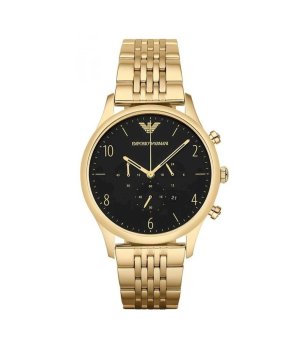 Мъжки златист часовник с черен циферблат  снимка