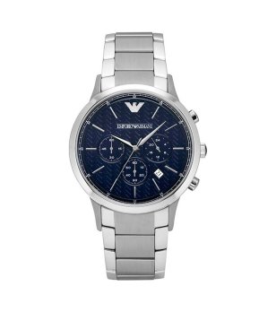 Мъжки сребрист часовник със син циферблат  снимка