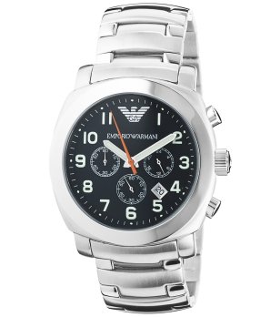 Мъжки сребрист часовник с черен циферблат  снимка