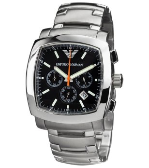 Мъжки сребрист часовник с черен циферблат  снимка