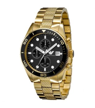 Мъжки златист часовник с черен циферблат  снимка