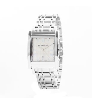 Мъжки сребрист часовник с правоъгълен корпус снимка